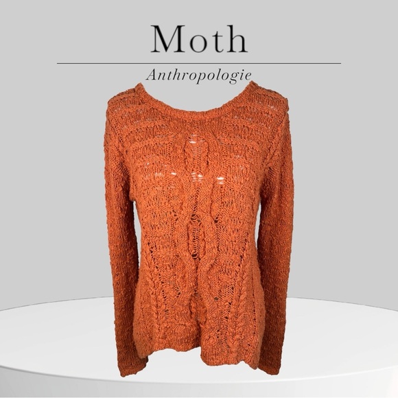 Anthropologie | Moth | Orange Crossed Cables Sweater - Picture 3 of 7